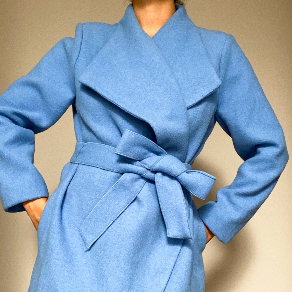 NWOT Alfani classic blue wrap coat